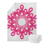 Pink Breast Cancer Ribbon Flower Print Blanket