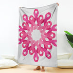 Pink Breast Cancer Ribbon Flower Print Blanket