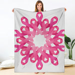 Pink Breast Cancer Ribbon Flower Print Blanket