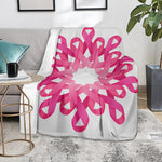 Pink Breast Cancer Ribbon Flower Print Blanket