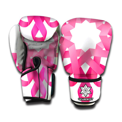 Pink Breast Cancer Ribbon Flower Print Boxing Gloves