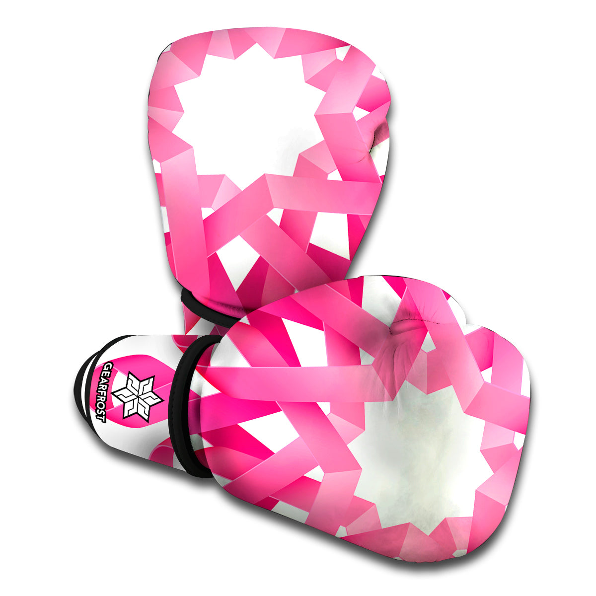 Pink Breast Cancer Ribbon Flower Print Boxing Gloves
