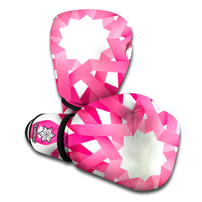 Pink Breast Cancer Ribbon Flower Print Boxing Gloves