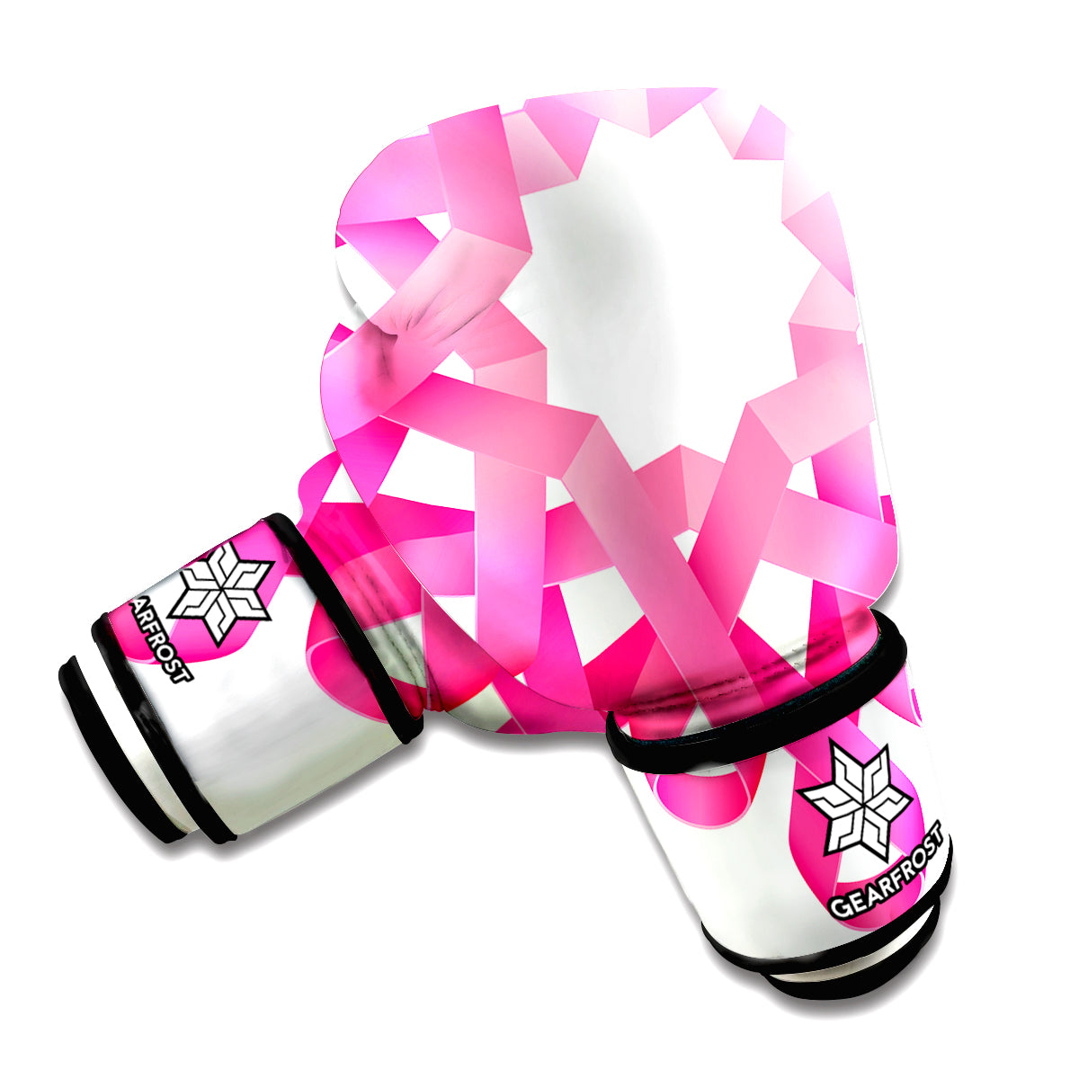 Pink Breast Cancer Ribbon Flower Print Boxing Gloves