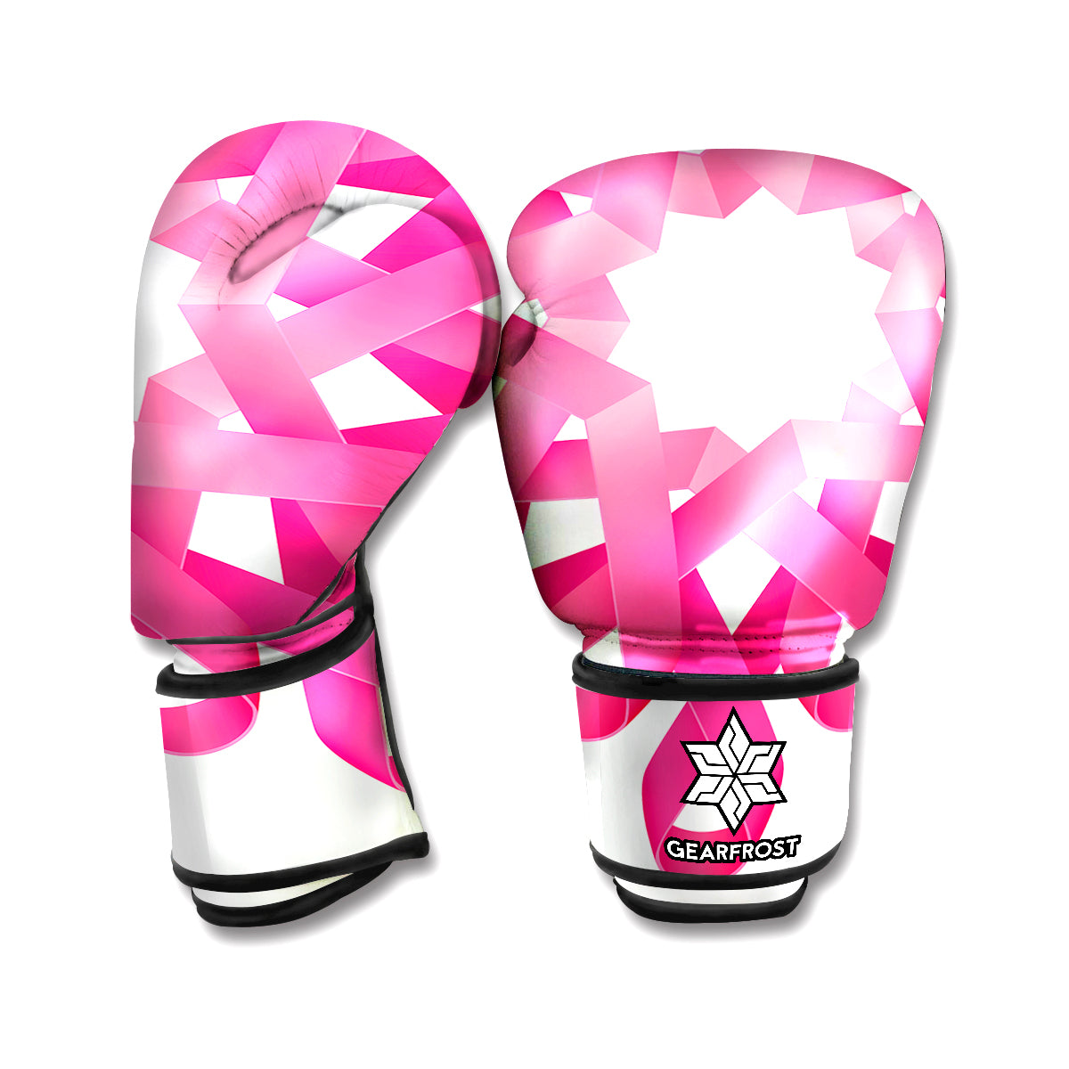 Pink Breast Cancer Ribbon Flower Print Boxing Gloves