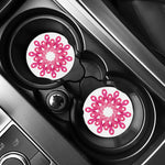 Pink Breast Cancer Ribbon Flower Print Car Coasters