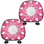 Pink Breast Cancer Ribbon Flower Print Car Headrest Covers