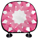 Pink Breast Cancer Ribbon Flower Print Car Headrest Covers
