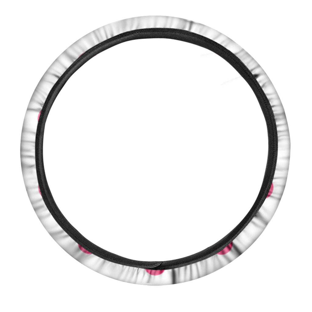 Pink Breast Cancer Ribbon Flower Print Car Steering Wheel Cover