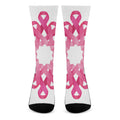 Pink Breast Cancer Ribbon Flower Print Crew Socks