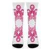 Pink Breast Cancer Ribbon Flower Print Crew Socks