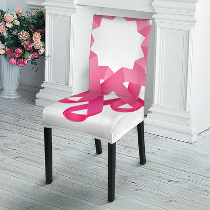Pink Breast Cancer Ribbon Flower Print Dining Chair Slipcover