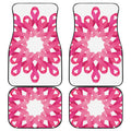 Pink Breast Cancer Ribbon Flower Print Front and Back Car Floor Mats