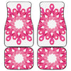 Pink Breast Cancer Ribbon Flower Print Front and Back Car Floor Mats