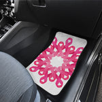 Pink Breast Cancer Ribbon Flower Print Front and Back Car Floor Mats