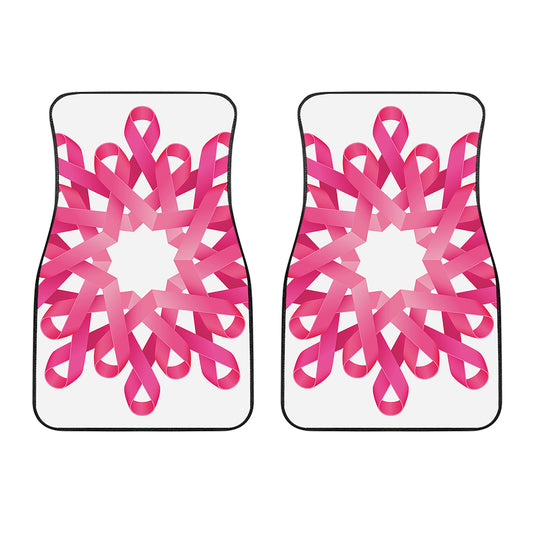Pink Breast Cancer Ribbon Flower Print Front Car Floor Mats