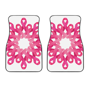 Pink Breast Cancer Ribbon Flower Print Front Car Floor Mats