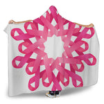 Pink Breast Cancer Ribbon Flower Print Hooded Blanket