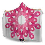 Pink Breast Cancer Ribbon Flower Print Hooded Blanket