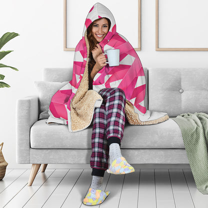Pink Breast Cancer Ribbon Flower Print Hooded Blanket