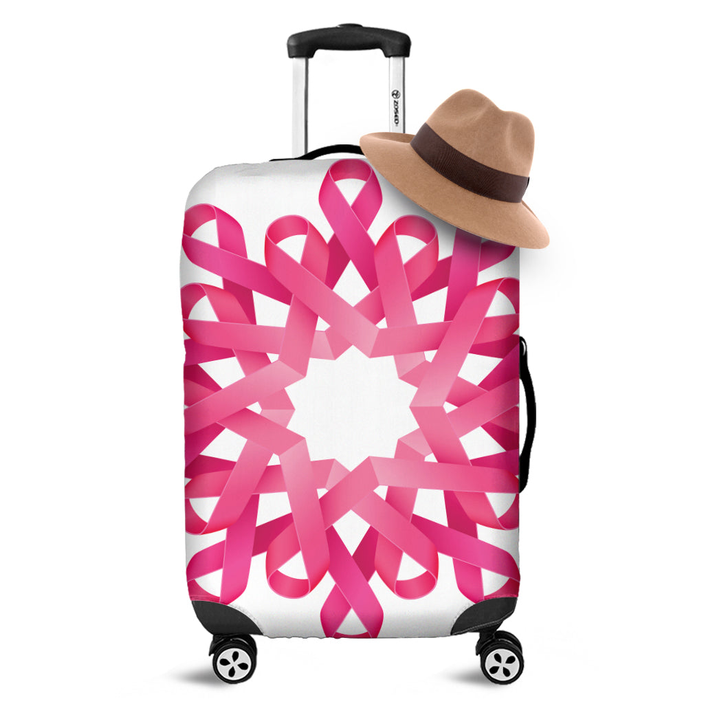 Pink Breast Cancer Ribbon Flower Print Luggage Cover