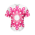 Pink Breast Cancer Ribbon Flower Print Men's Baseball Jersey