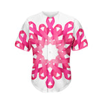 Pink Breast Cancer Ribbon Flower Print Men's Baseball Jersey