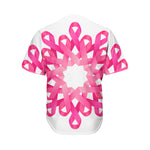 Pink Breast Cancer Ribbon Flower Print Men's Baseball Jersey