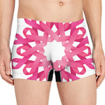Pink Breast Cancer Ribbon Flower Print Men's Boxer Briefs