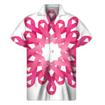 Pink Breast Cancer Ribbon Flower Print Men's Short Sleeve Shirt