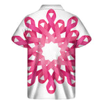 Pink Breast Cancer Ribbon Flower Print Men's Short Sleeve Shirt