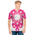 Pink Breast Cancer Ribbon Flower Print Men's T-Shirt