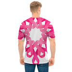 Pink Breast Cancer Ribbon Flower Print Men's T-Shirt