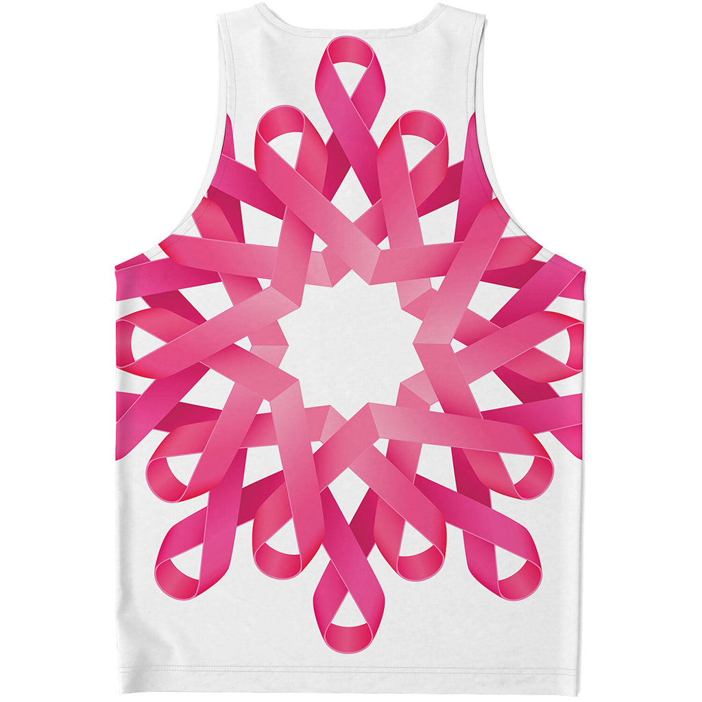 Pink Breast Cancer Ribbon Flower Print Men's Tank Top