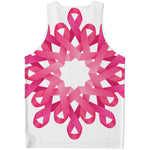 Pink Breast Cancer Ribbon Flower Print Men's Tank Top