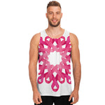 Pink Breast Cancer Ribbon Flower Print Men's Tank Top