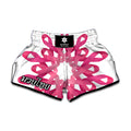 Pink Breast Cancer Ribbon Flower Print Muay Thai Boxing Shorts