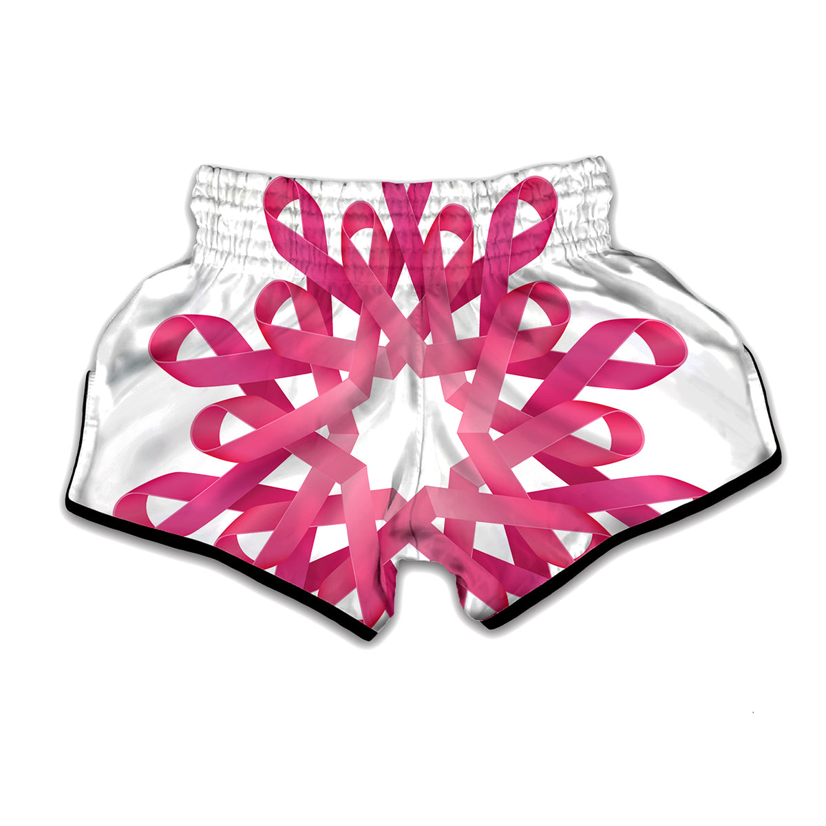 Pink Breast Cancer Ribbon Flower Print Muay Thai Boxing Shorts