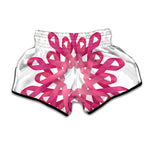 Pink Breast Cancer Ribbon Flower Print Muay Thai Boxing Shorts