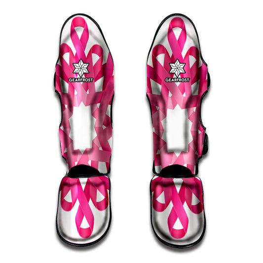 Pink Breast Cancer Ribbon Flower Print Muay Thai Shin Guard