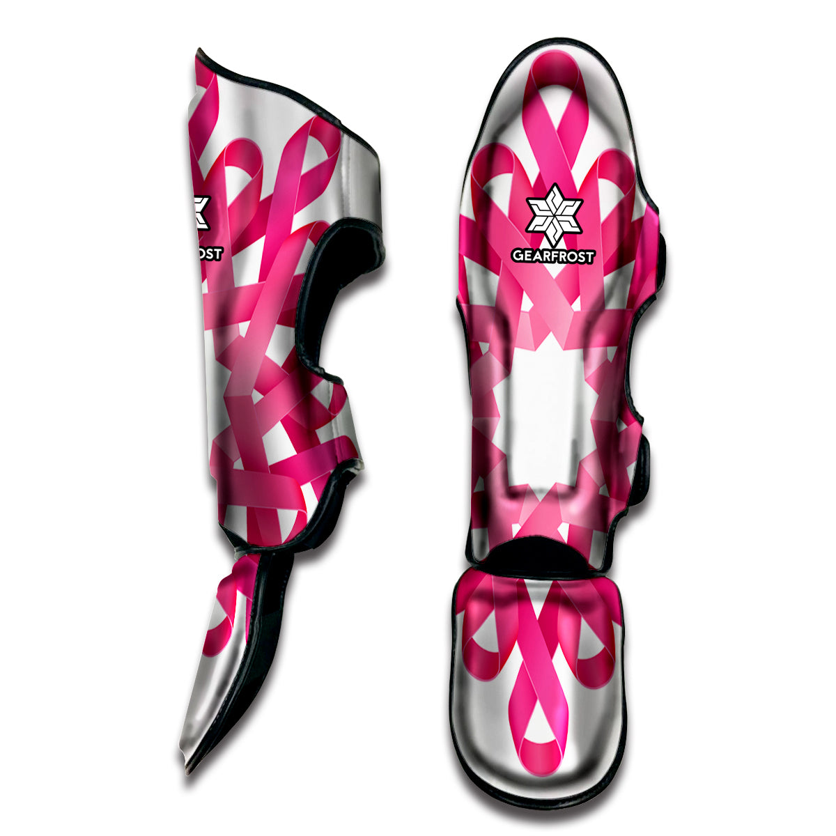 Pink Breast Cancer Ribbon Flower Print Muay Thai Shin Guard