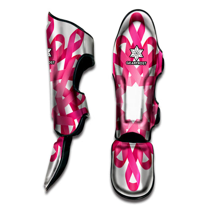 Pink Breast Cancer Ribbon Flower Print Muay Thai Shin Guard