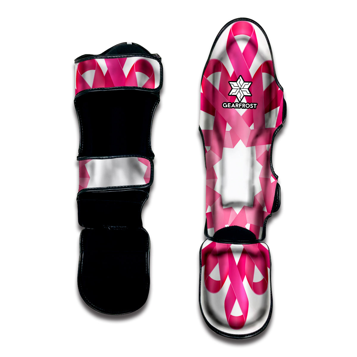 Pink Breast Cancer Ribbon Flower Print Muay Thai Shin Guard