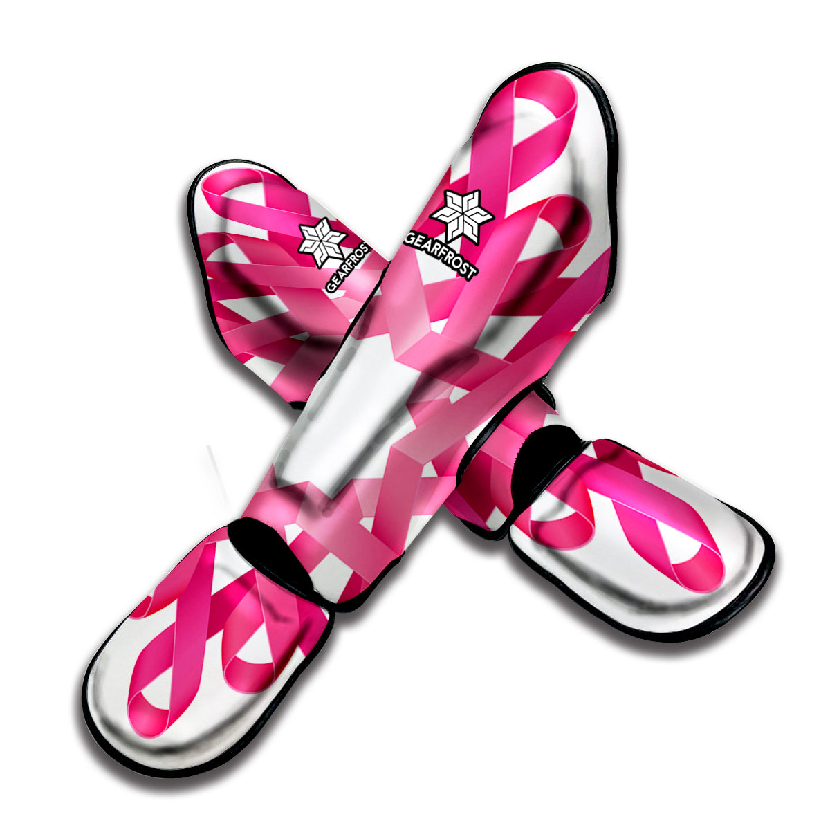 Pink Breast Cancer Ribbon Flower Print Muay Thai Shin Guard