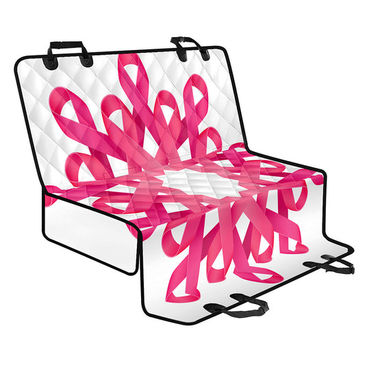 Pink Breast Cancer Ribbon Flower Print Pet Car Back Seat Cover