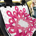 Pink Breast Cancer Ribbon Flower Print Pet Car Back Seat Cover