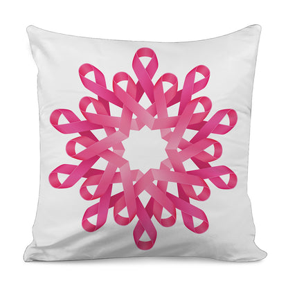 Pink Breast Cancer Ribbon Flower Print Pillow Cover