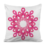 Pink Breast Cancer Ribbon Flower Print Pillow Cover