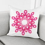 Pink Breast Cancer Ribbon Flower Print Pillow Cover