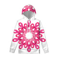 Pink Breast Cancer Ribbon Flower Print Pullover Hoodie